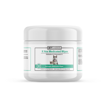 Jar of K Hex Medicated Wipes for dogs
