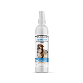 Vet Classics Refresh Body spray bottle for pets on a white background