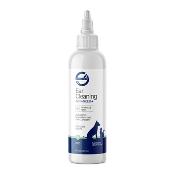 Bottle of ear cleaning solution for pets