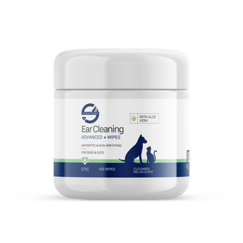 Jar of ear cleaning wipes for dogs and cats
