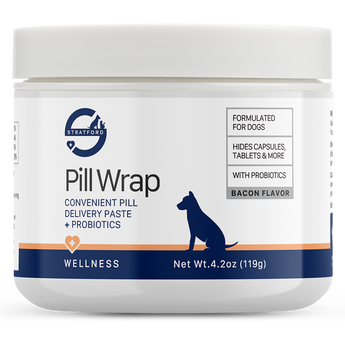 Jar of Pill Wrap for dogs with bacon flavor