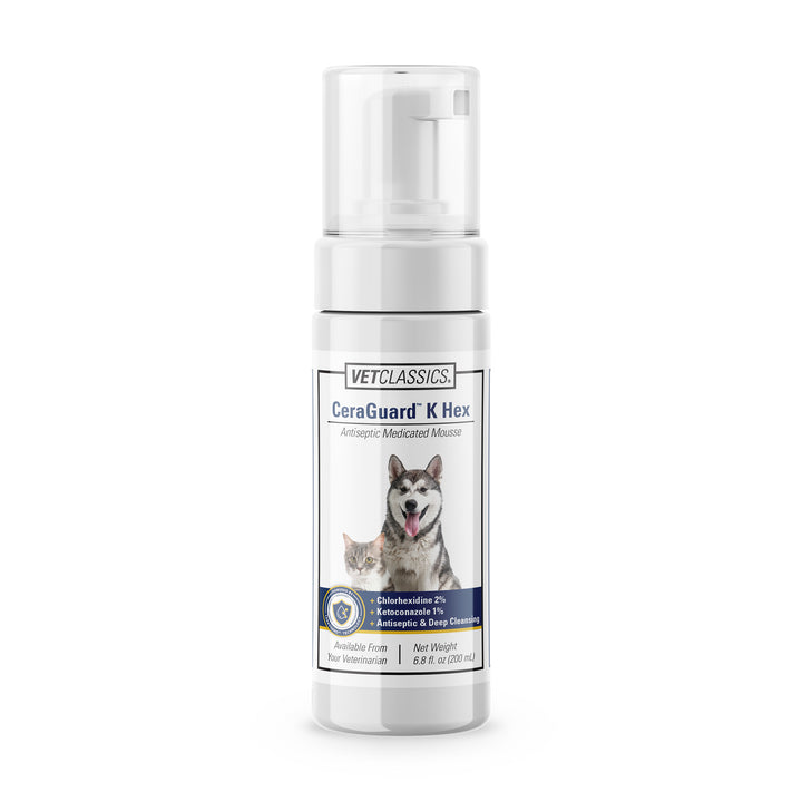 Vet Classics CeraGuard K Hex antiseptic medicated mousse bottle 