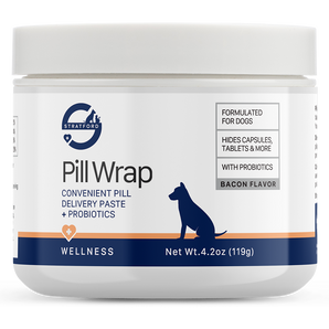 Jar of Pill Wrap for dogs with bacon flavor 