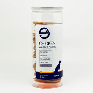 Jar of Stratford Chicken Waffle Chips for dogs 